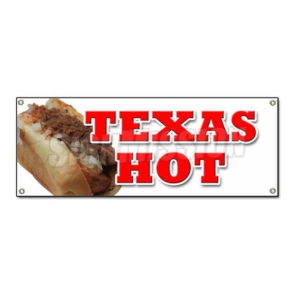 TEXAS HOT BANNER SIGN weiner hot dog sign chili frank grilled red grill